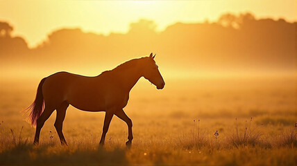horse at sunset