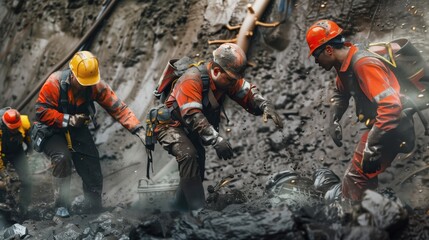 Miners In An Underground Mine