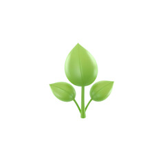 Obraz premium 3d green plant with three fresh leaves, isolated on transparent background, high quality png for eco-friendly concepts and nature themes