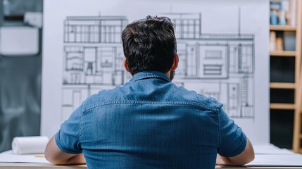 Creative set designer at work studio environment concept art planning white background inspirational viewpoint