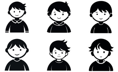 Simple Black and White Children's Avatar Icons