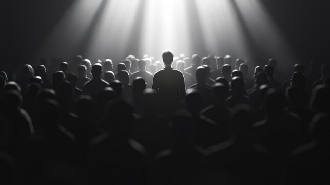 Social Anxiety Shown As Spotlight Beams
