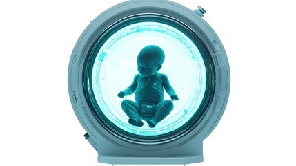 Biotechnological cloning of a fetus illustration laboratory setting digital artwork futuristic concept