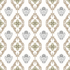Vintage damask floral pattern seamless vector texture