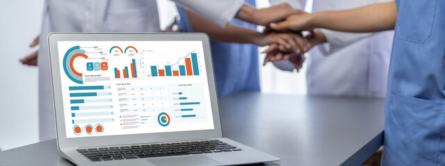 Business data dashboard provide business intelligence analytic for marketing strategy planning brisk with big data set to analyze customer demands and foreseeing business future