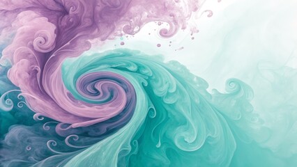 Whirlpool of Teal and Lavender Ink Swirls Abstract Fluid Art Composition, Abstract Art, Ink Painting Fluid art, Ink art