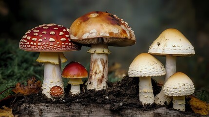 Stunning Group of Mushrooms in Forest Setting