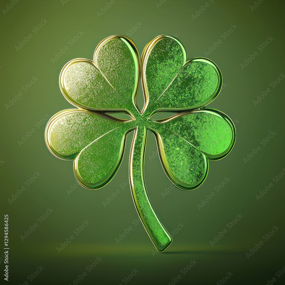 Poster 3d metallic shamrock design for st. patricka's day branding or event text.