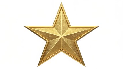Fototapeta premium Golden Star 3D Render, Five-Pointed Star, Gold Texture, Achievement Symbol, Award. Gold Star, Award