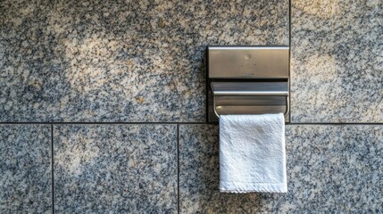Soft focus tissues paper towel dispenser on granite wall