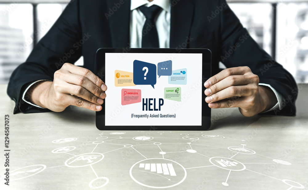 Poster help screen on the website provide answer to faq frequently asked question snugly with knowledge inf