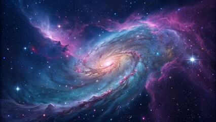Cosmic Spiral Galaxy Vibrant Hues, Swirling Nebula, Celestial Composition, Space Art. Galaxy,Nebula