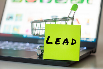 Lead inscription on color sticker commercial background