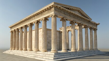 3D Render of Ancient Greek Temple Peristyle, Doric Columns, Architecture Concept, 3D Modeling, Digital Art Ancient Greek Architecture, Temple Design