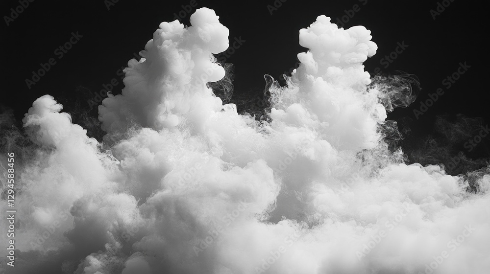 Poster Puffs of soft white clouds rise majestically, interspersed with swirling mist, creating an ethereal atmosphere that captivates the viewer's imagination and evokes a sense of tranquility