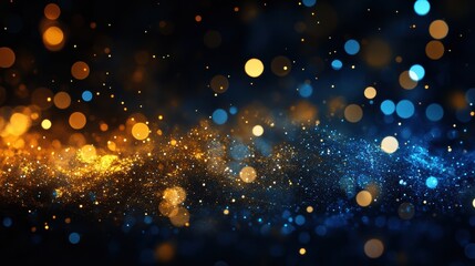 Obraz premium Golden and blue glitter bokeh