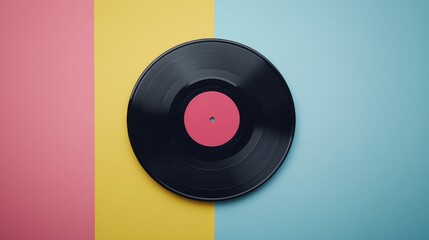 Obraz premium Vintage vinyl record on colorful background with contrast