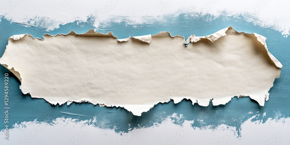 Poster revealing the canvas: a section of paper has been torn, revealing a glimpse of an underlying painted