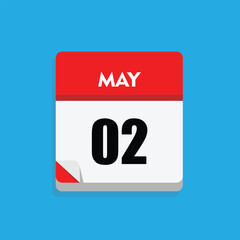 calender icon, 02 may icon with blue background