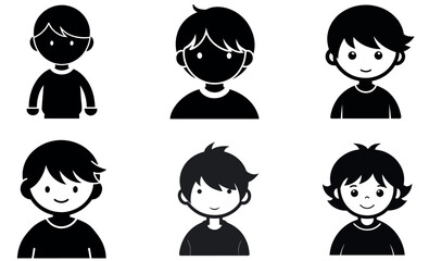 Simple Black and White Cartoon Children's Icons design
