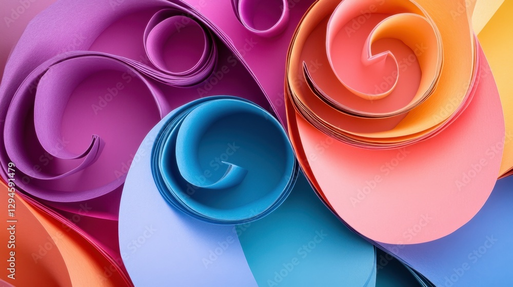Poster colorful abstract paper swirl creating an artistic and modern background design