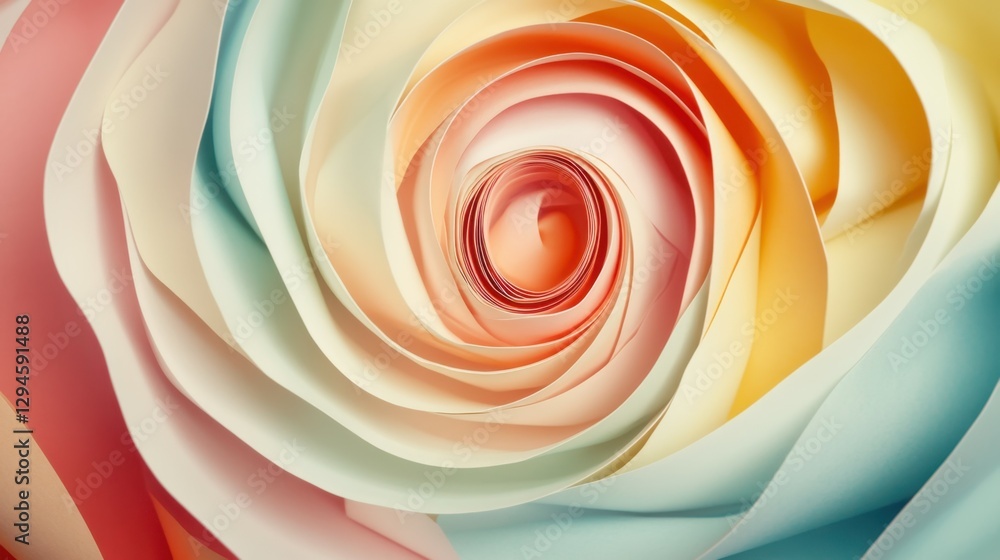 Poster colorful abstract paper swirl creating an artistic and modern background design