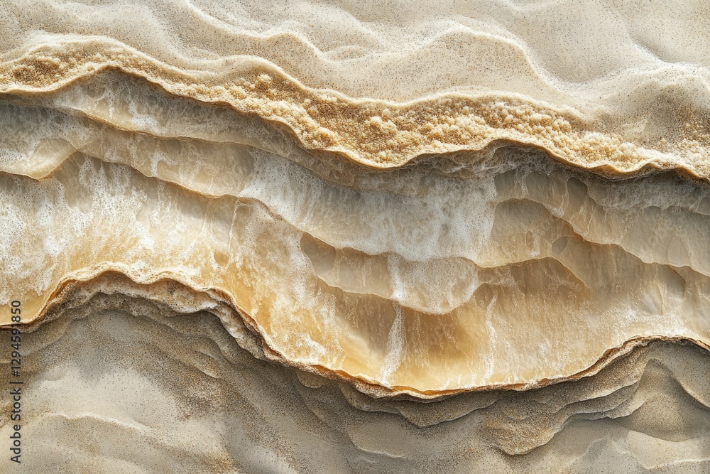 Poster layered beige and white salt formations resembling flowing water, creating a unique textural pattern