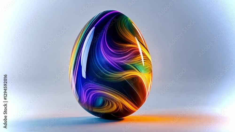 Poster colorful abstract egg design in a modern digital art setting with vibrant glowing patterns