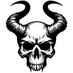 Gothic metal skull silhouette vector design