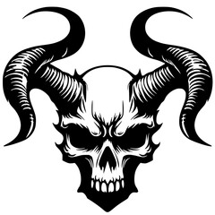 Gothic metal skull silhouette vector design