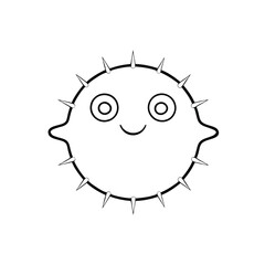 Pufferfish vector illustration line art on white background