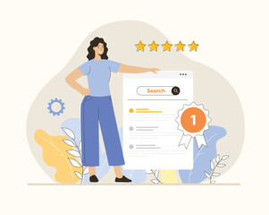 Search engine optimization for website keyword ranking development. Digital marketing strategy. Website SEO analysis. Flat vector illustration.	
