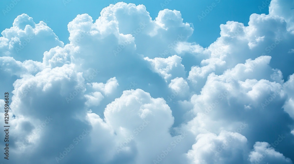 Aufkleber Soft, white clouds float gently against a vibrant blue backdrop, creating a tranquil atmosphere. The scene captures the essence of a serene spring day, inviting reflection and calm