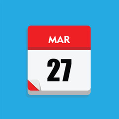 calender icon, 27 march icon with blue background