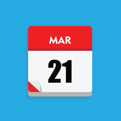 calender icon, 21 march icon with blue background