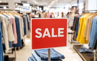 Retail Sale in a store. Rack with clothing on sale. In store sales event, special price. Ready to wear fashionable apparels.