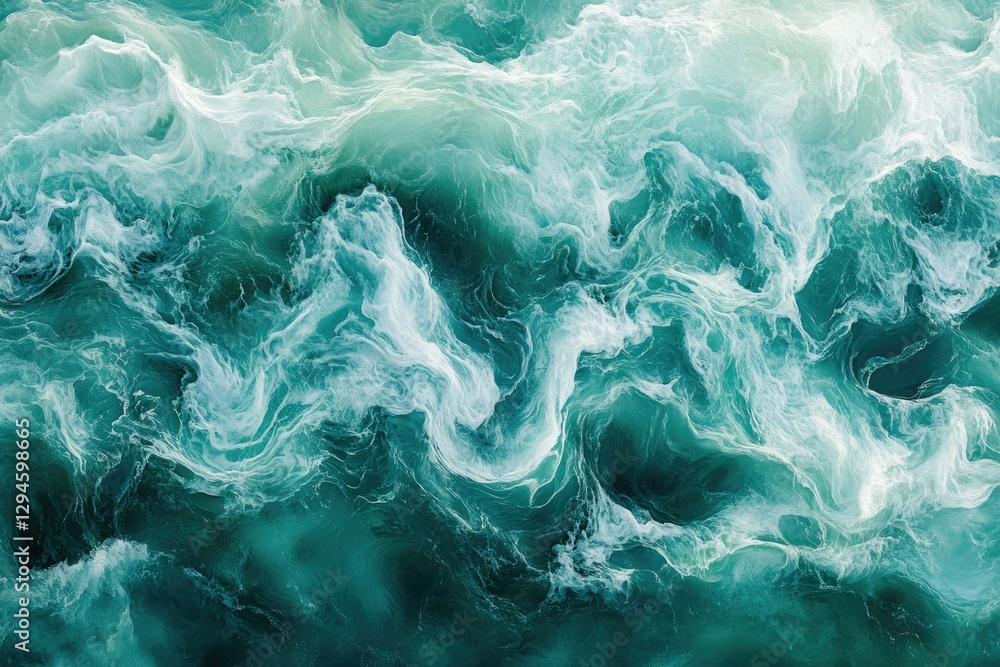Aufkleber abstract aerial view of swirling turquoise ocean water, creating a mesmerizing texture of waves and 