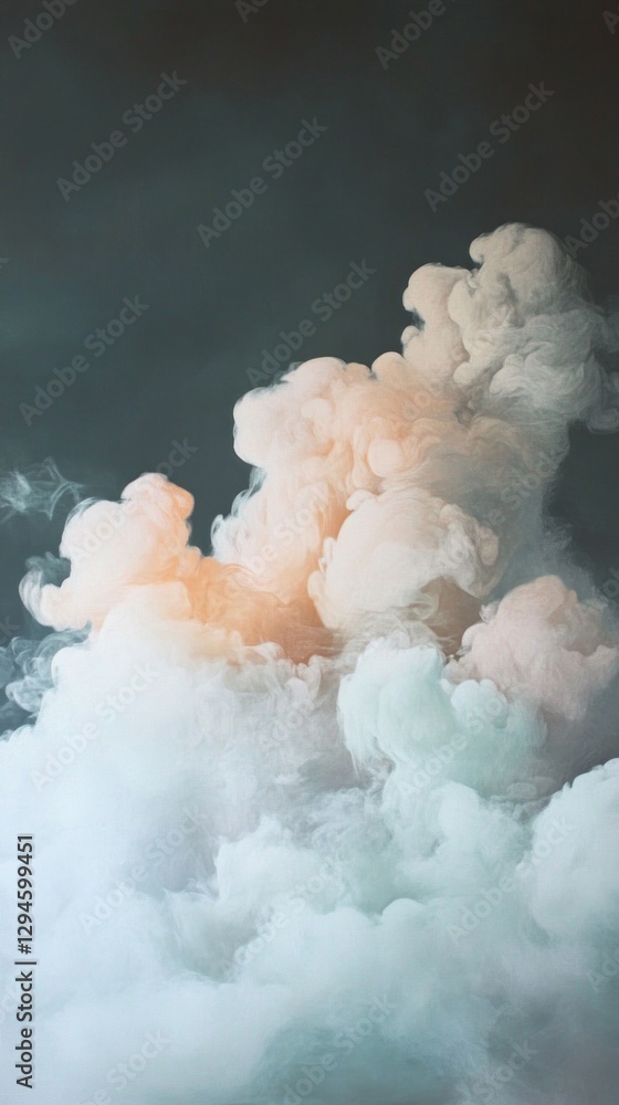 Aufkleber a mesmerizing display of fluffy clouds intertwines in soft pastels, casting an enchanting glow again