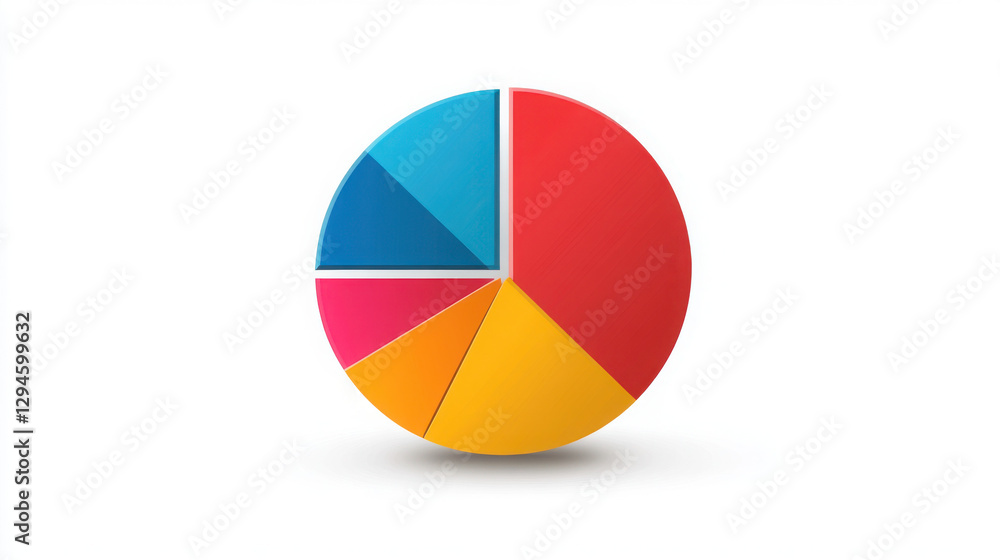 Poster flat pie chart icon in one block colour as an illustration on a white background.