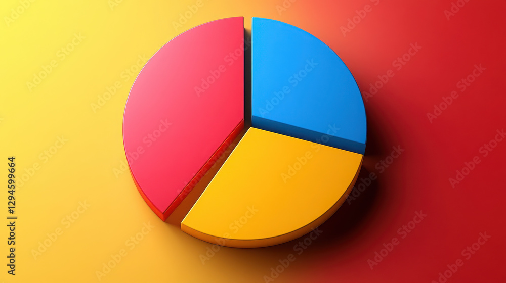 Poster flat pie chart icon in one block colour as an illustration on a white background.