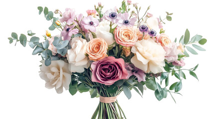 A bouquet of flowers isolated on a transparent background