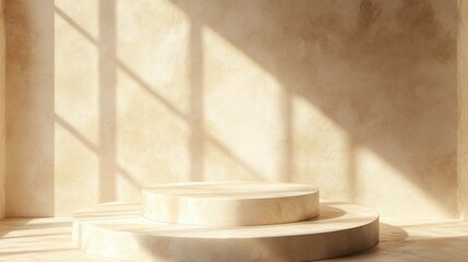 Cylinder abstract minimal scene with geometric platform. Summer background vector 3d rendering with podium. stand to show cosmetic products. Stage showcase on pedestal modern 3d studio beige pastel