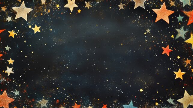 A starry background serves as a frame for a greeting board with a message in the center, offering well wishes.  