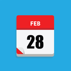 calender icon, 28 february icon with blue background