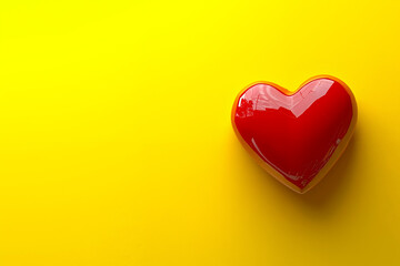 Fototapeta premium A red heart on a yellow background