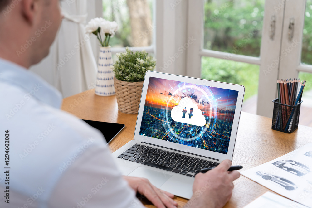 Poster cloud computing software for brisk remote work and personal data storage