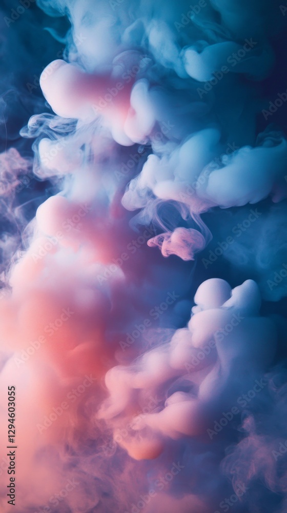 Poster ethereal cloud formations blend shades of pink and blue, creating a tranquil and surreal ambiance re