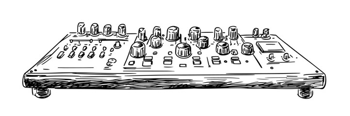 dj mixer hand-drawn vector illustration in ink style
