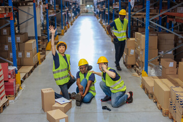 Warehouse workers calling for help for an injured coworker