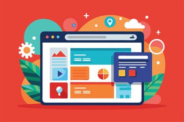 A modern, colorful mobile browser layout enhances usability with customizable features for improved navigation, Mobile browsers Customizable Semi Flat Illustration